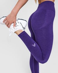 Effortless Seamless Leggings with White Logo | Amethyst