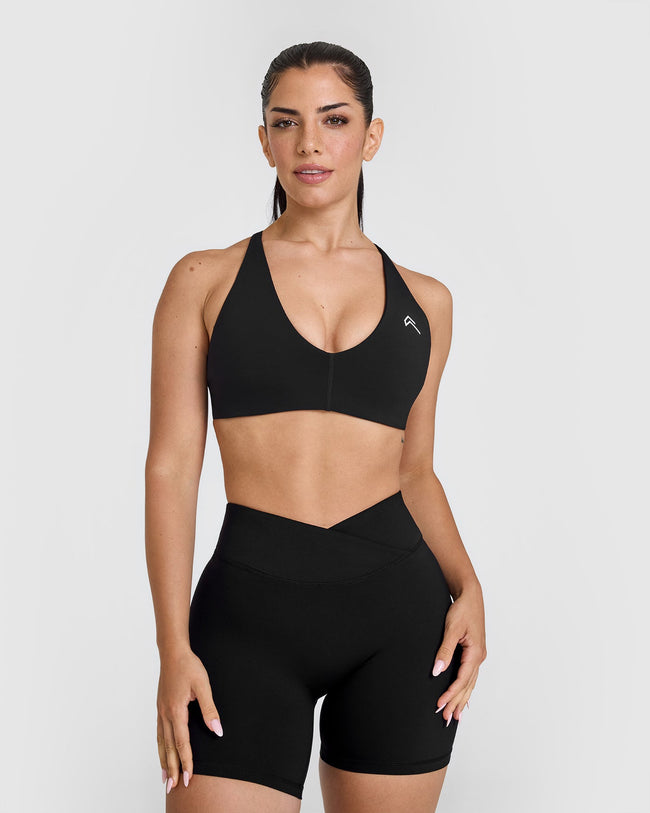Unified Micro Bralette White Logo | Black