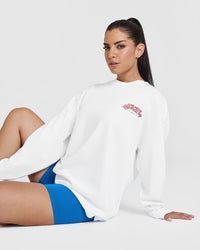 OA Tour Graphic Washed Long Sleeve Top | White