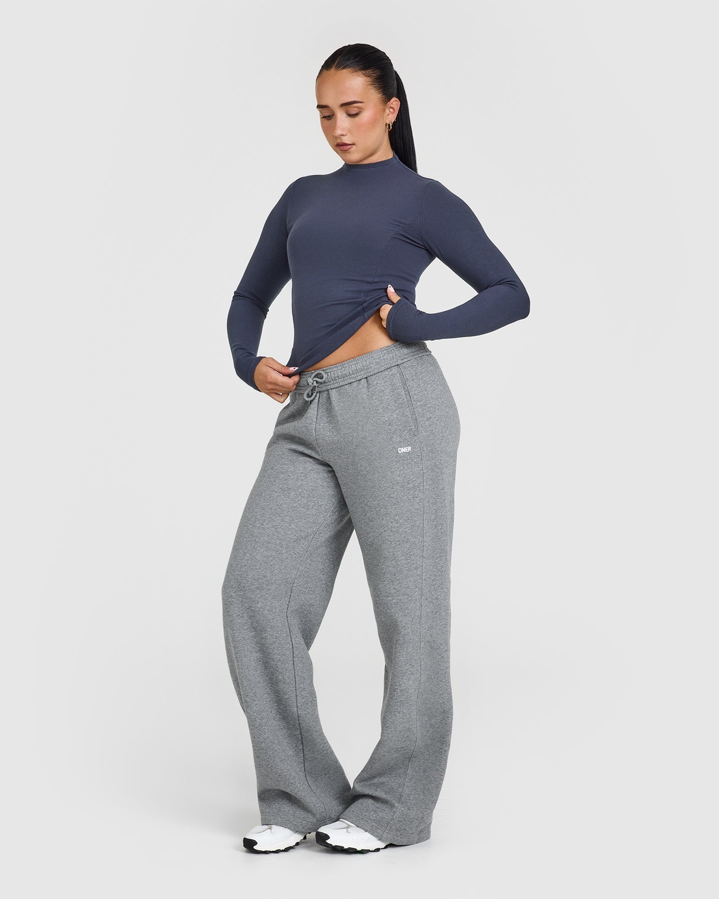 Mellow™ Rib Mock Neck Long Sleeve Top | True Blue