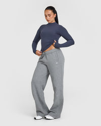 Mellow™ Rib Mock Neck Long Sleeve Top | True Blue