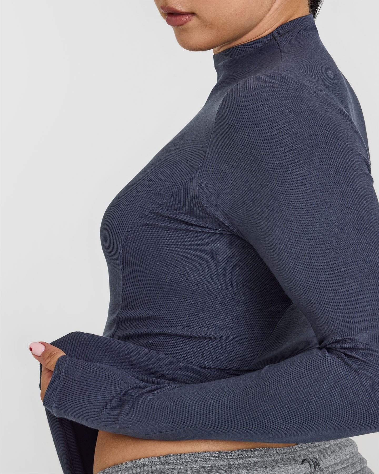 Mellow™ Rib Mock Neck Long Sleeve Top | True Blue