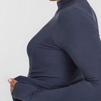 Mellow™ Rib Mock Neck Long Sleeve Top | True Blue