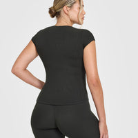 Mellow™ Rib T-Shirt | Soft Black