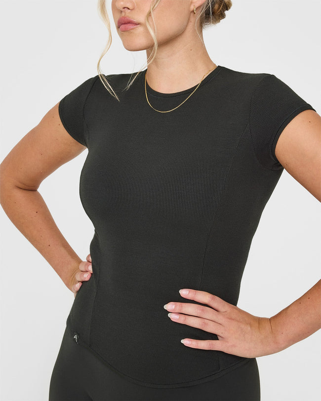 Mellow™ Rib T-Shirt | Soft Black