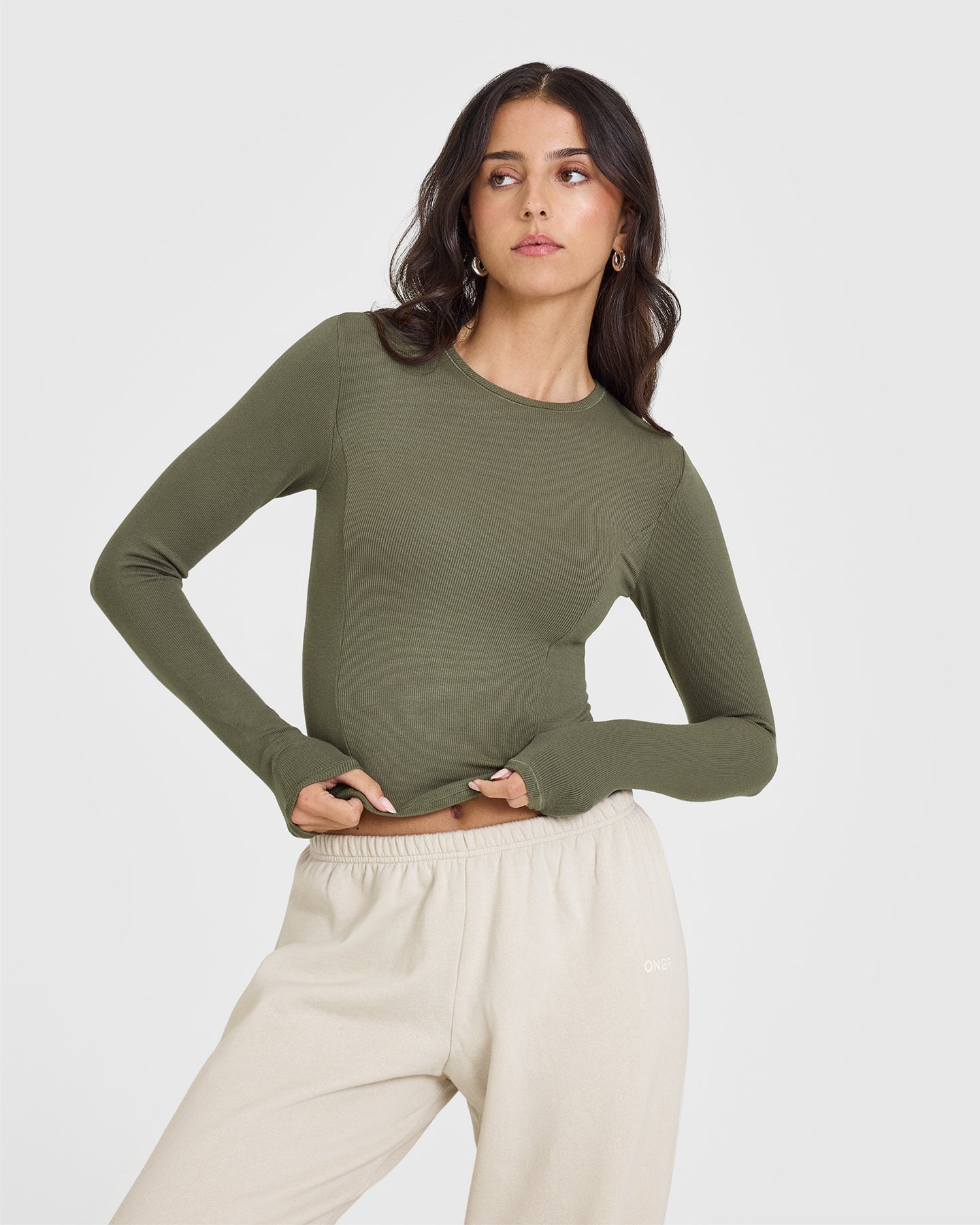 Mellow™ Rib Mid Long Sleeve Top | Alpine Green