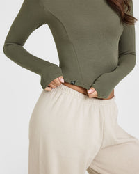 Mellow™ Rib Mid Long Sleeve Top | Alpine Green