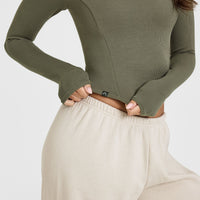 Mellow™ Rib Mid Long Sleeve Top | Alpine Green