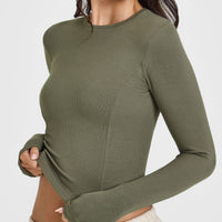 Mellow™ Rib Mid Long Sleeve Top | Alpine Green