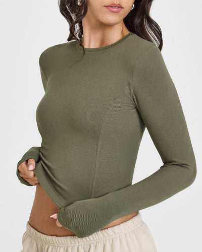 Mellow™ Rib Mid Long Sleeve Top | Alpine Green