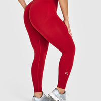 Effortless Seamless Leggings with White Logo | Toasted Red