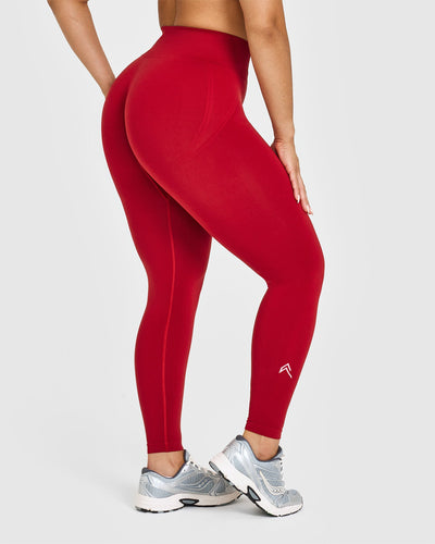 Effortless Seamless Leggings with White Logo | Toasted Red