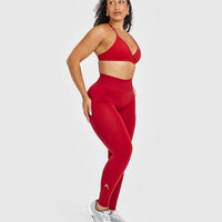 Effortless Seamless Leggings with White Logo | Toasted Red