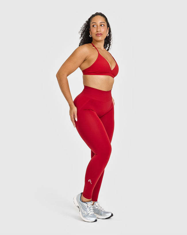 Effortless Seamless Leggings with White Logo | Toasted Red