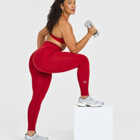 Effortless Seamless Leggings with White Logo | Toasted Red