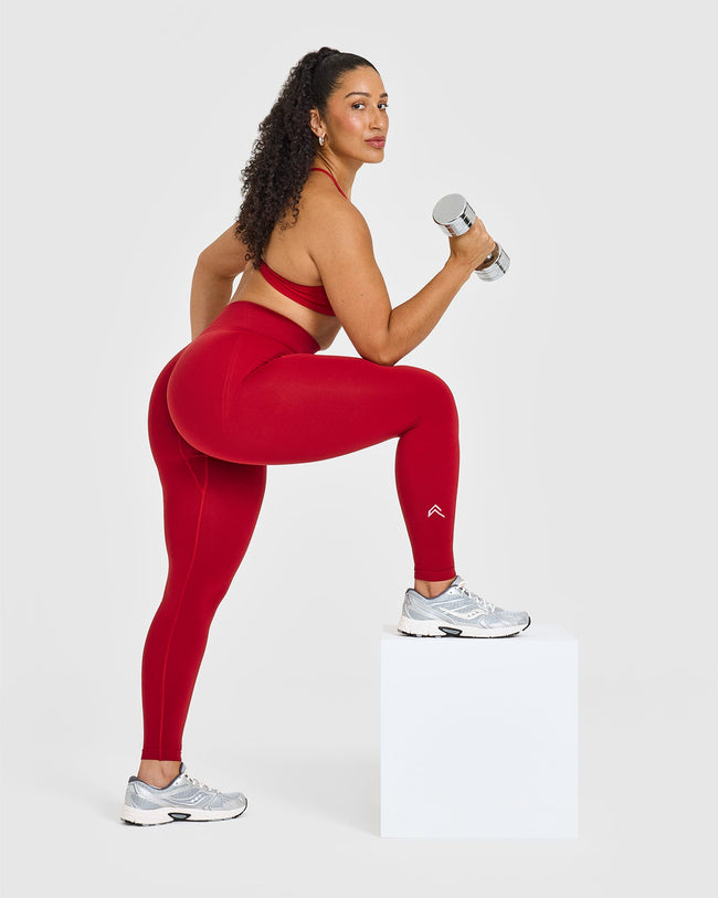 Effortless Seamless Leggings with White Logo | Toasted Red