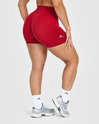 Effortless Seamless Shorts with White Logo | Toasted Red