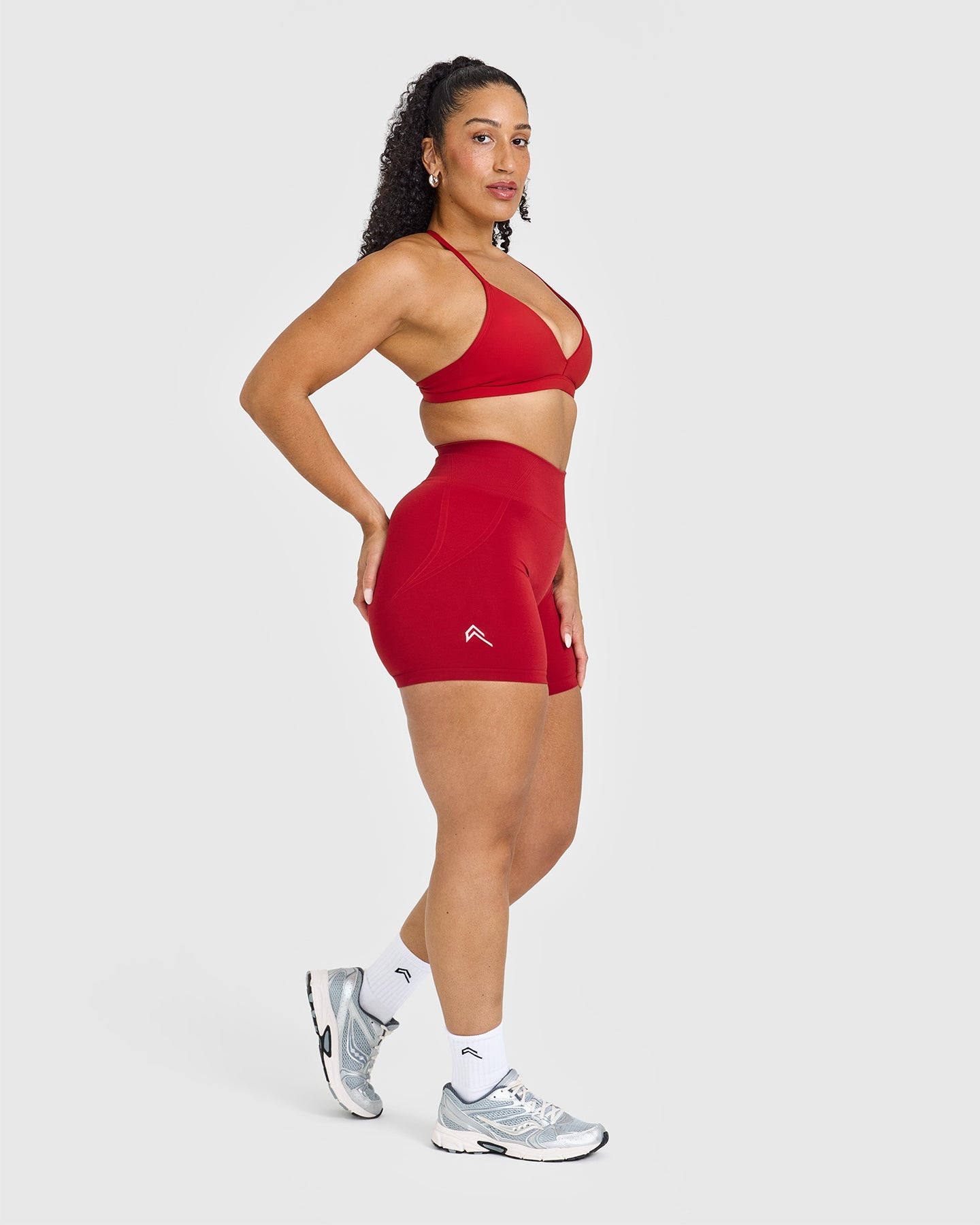 Effortless Seamless Shorts with White Logo | Toasted Red