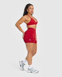 Effortless Seamless Shorts with White Logo | Toasted Red