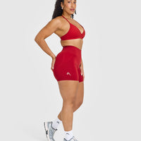 Effortless Seamless Shorts with White Logo | Toasted Red