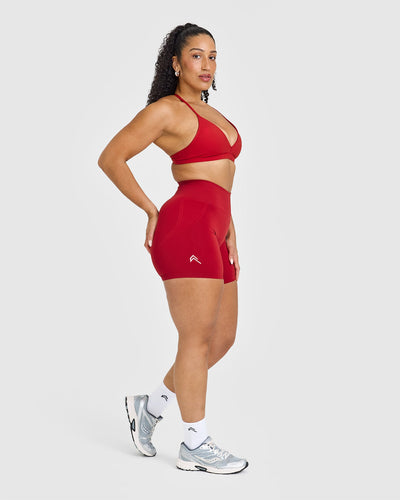 Effortless Seamless Shorts with White Logo | Toasted Red