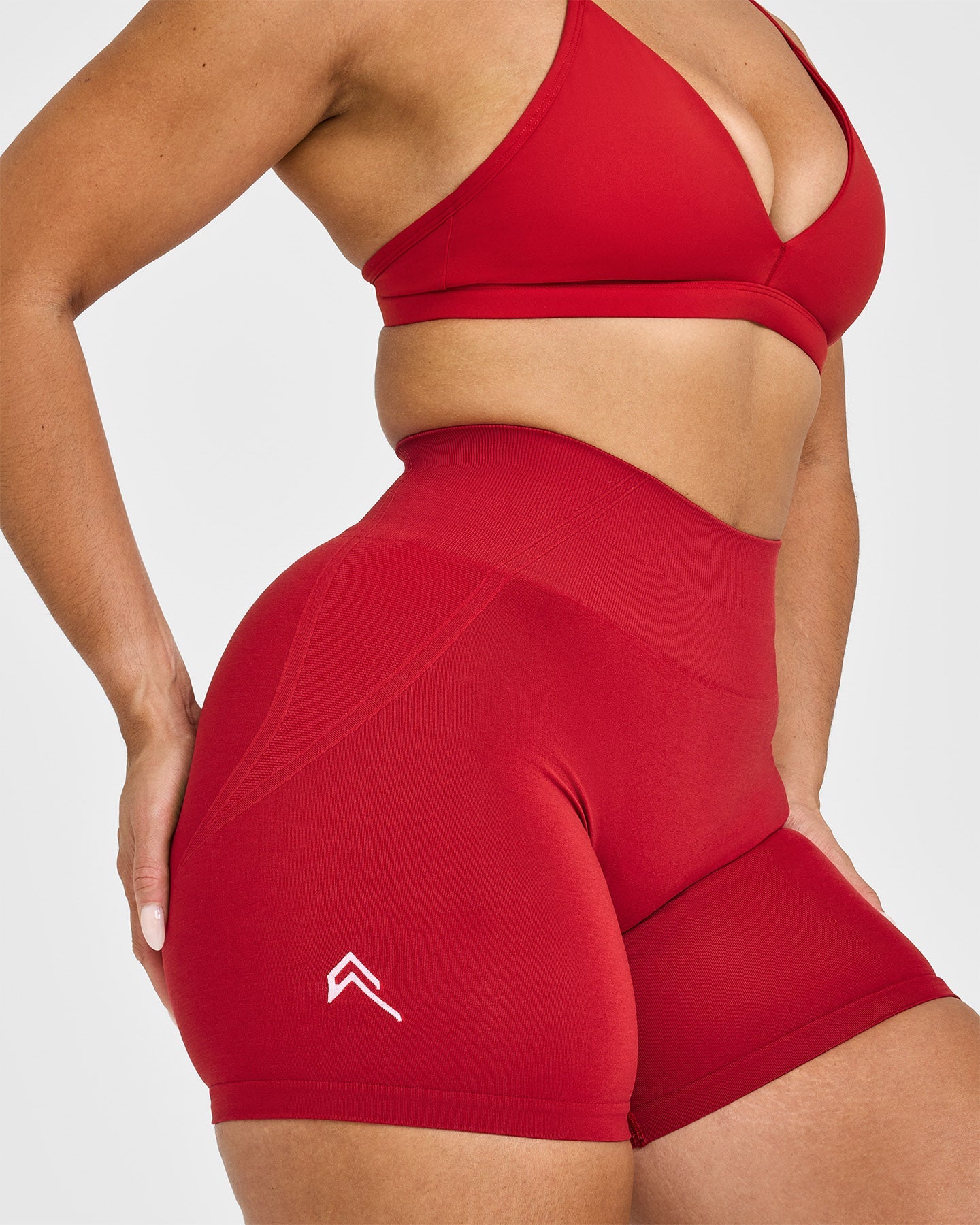 Effortless Seamless Shorts with White Logo | Toasted Red