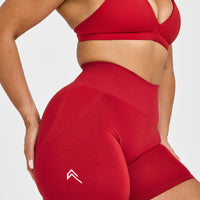 Effortless Seamless Shorts with White Logo | Toasted Red