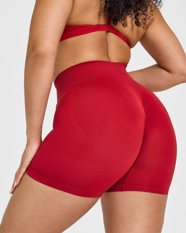 Effortless Seamless Shorts with White Logo | Toasted Red