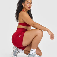 Effortless Seamless Shorts with White Logo | Toasted Red