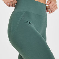 Effortless Seamless Leggings with White Logo | Iced Green