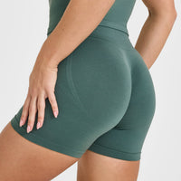 Effortless Seamless Shorts with White Logo | Iced Green
