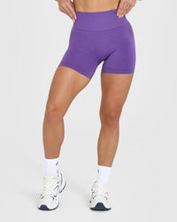 Effortless Seamless Shorts with White Logo | Iris Purple