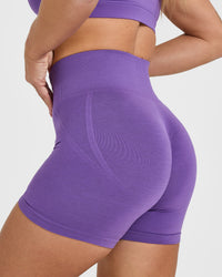 Effortless Seamless Shorts with White Logo | Iris Purple