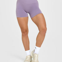 Effortless Seamless Shorts with White Logo | Soft Purple