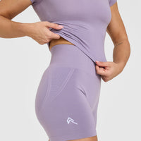 Effortless Seamless Shorts with White Logo | Soft Purple