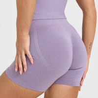 Effortless Seamless Shorts with White Logo | Soft Purple