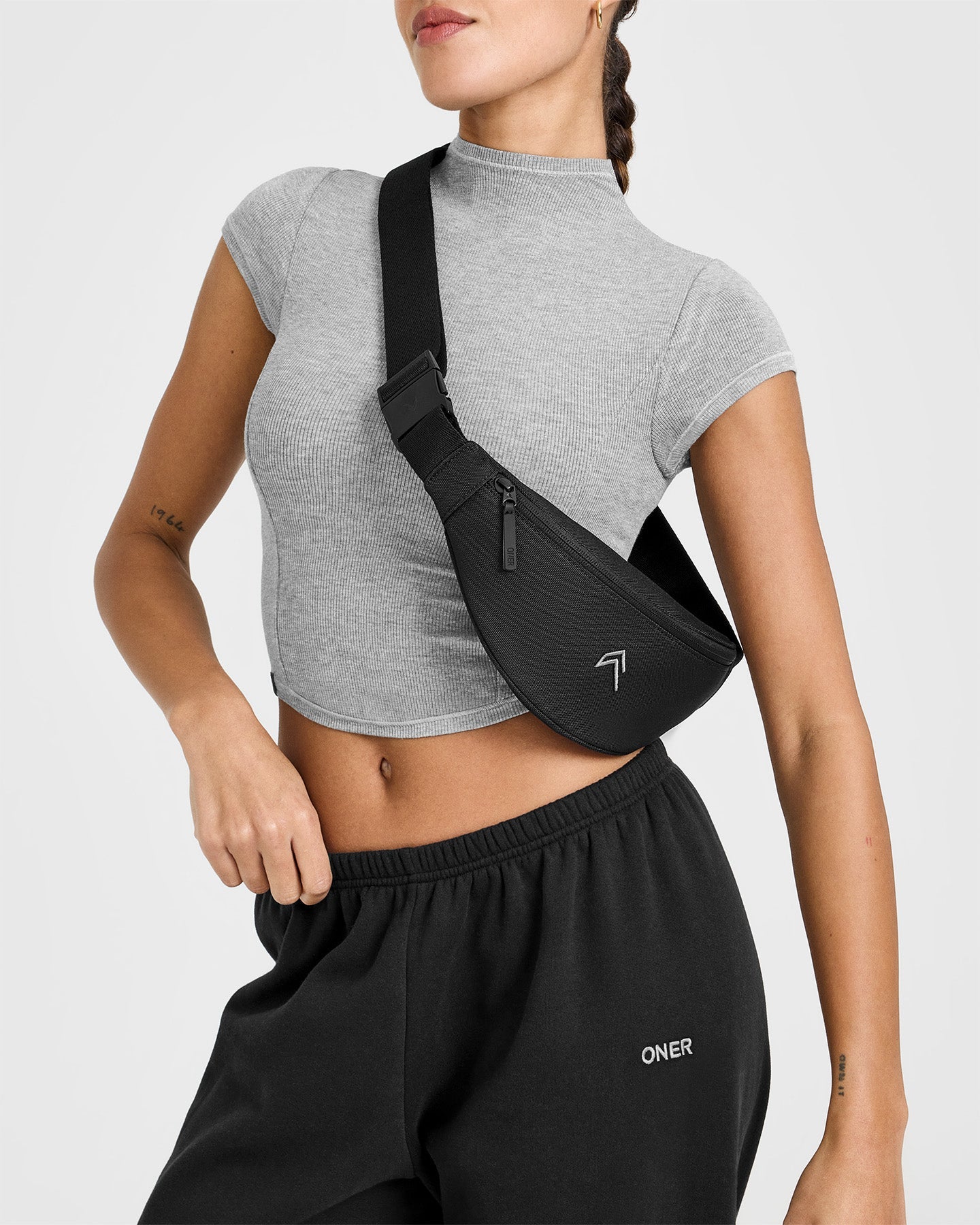 Mellow™ Rib Mid Mock Neck T-Shirt | Charcoal Marl