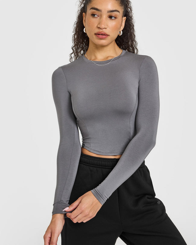 Mellow™ Soft Mid Long Sleeve Top | Ash Grey