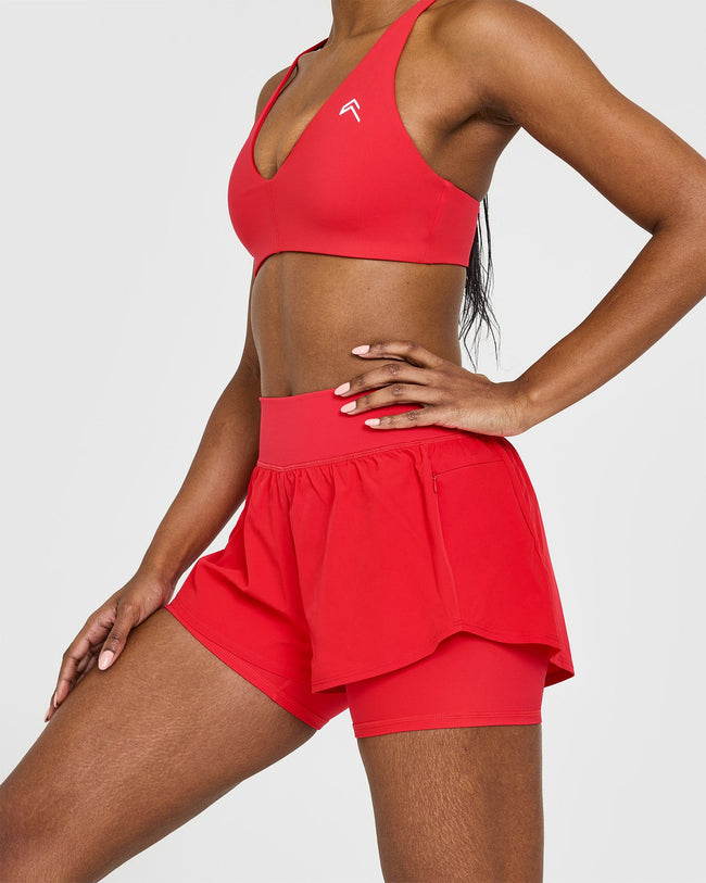 Unified Double Layer Shorts | Muscle Mommy Red