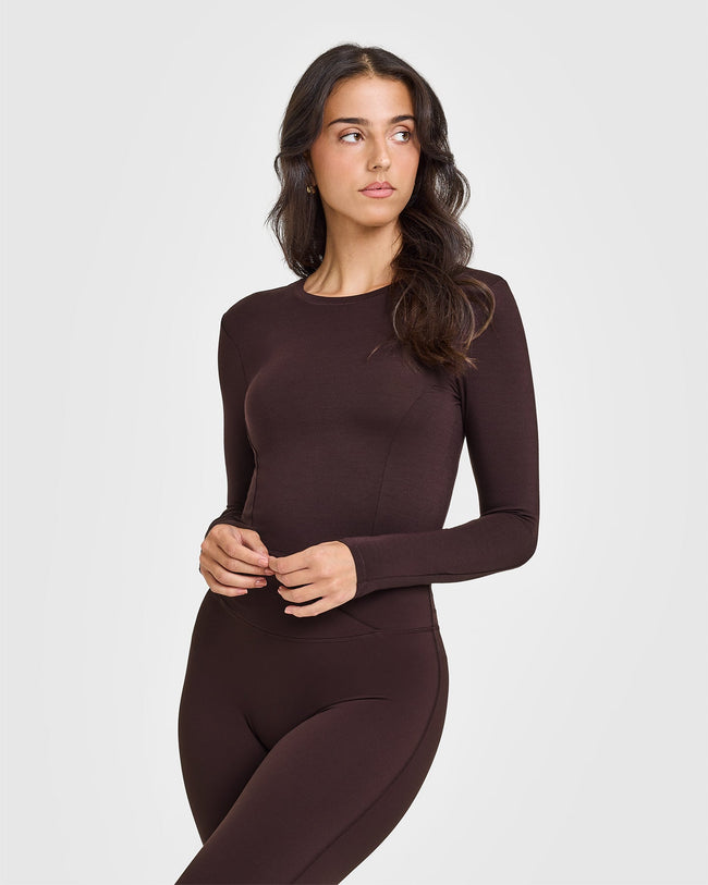 Mellow™ Soft Mid Long Sleeve Top | Plum Brown