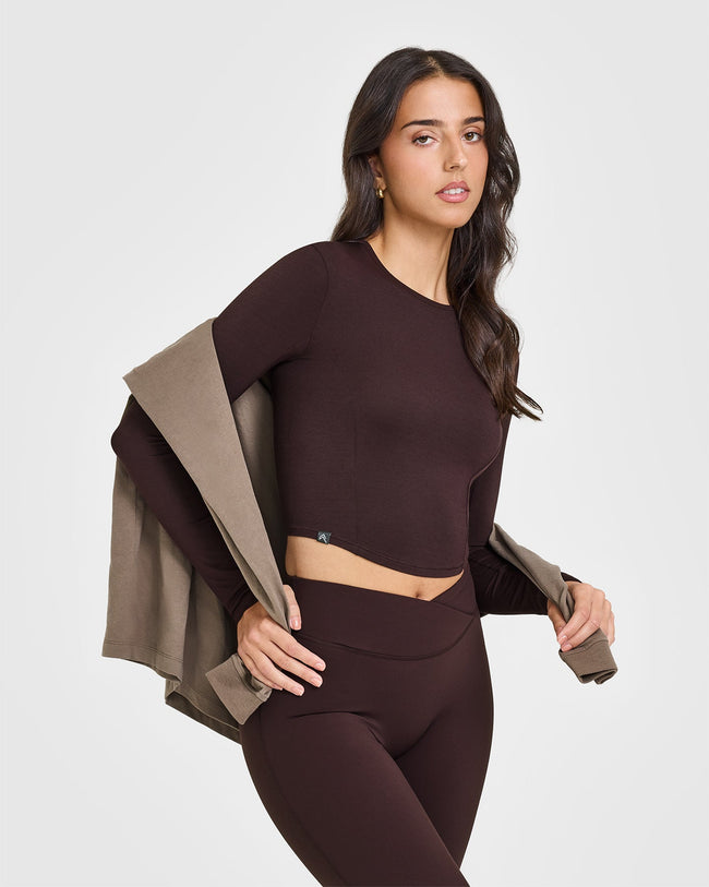Mellow™ Soft Mid Long Sleeve Top | Plum Brown