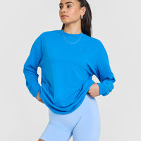Classic Oversized Lightweight Long Sleeve Top | Tropical Blue