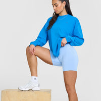 Classic Oversized Lightweight Long Sleeve Top | Tropical Blue