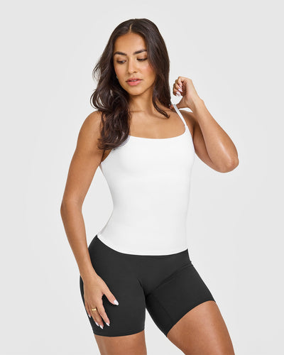 SoftMotion™ Strappy Vest with Built in Bra Shelf | White