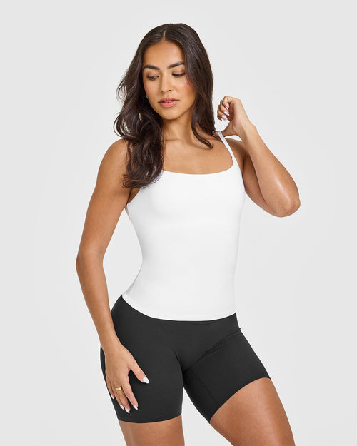 Oner Modal SoftMotion™ Strappy Vest with Built in Bra Shelf | White