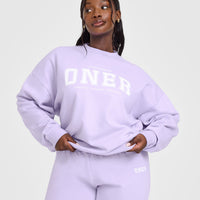 Mid Weight Sweatshirt With Printed Logo | Lavender Purple