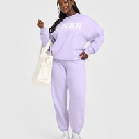 Mid Weight Sweatshirt With Printed Logo | Lavender Purple