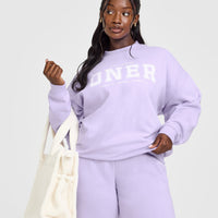 Mid Weight Sweatshirt With Printed Logo | Lavender Purple