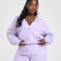 Mid Weight Zip Through Hoodie | Lavender Purple
