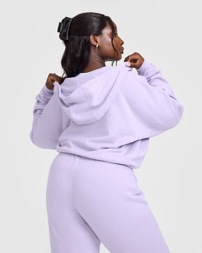 Mid Weight Zip Through Hoodie | Lavender Purple